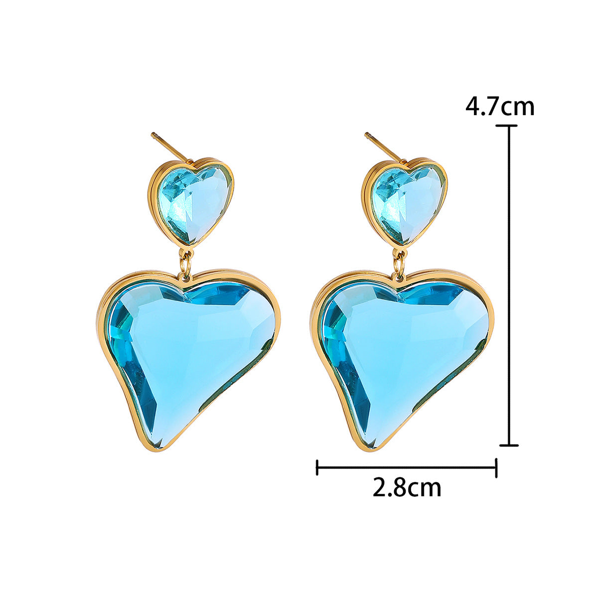 1 Pair Elegant Sweet Heart Shape Plating Inlay Stainless Steel Zircon Drop Earrings