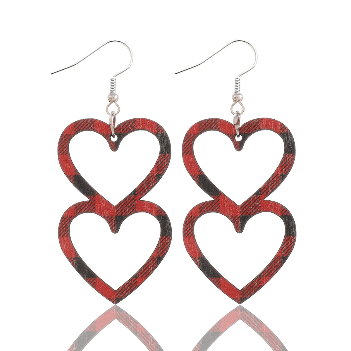 1 Pair Simple Style Heart Shape Hollow Out Wood Drop Earrings