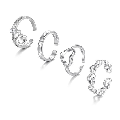 Simple Style Heart Shape Alloy Plating Women's Rings