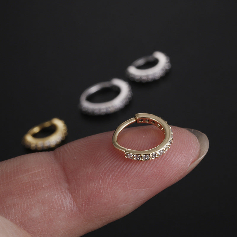 Simple Style Circle Copper Inlay Zircon Nose Ring