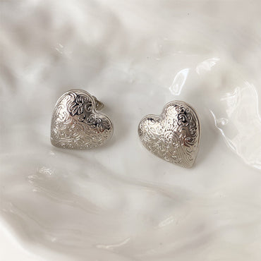 1 Pair Retro Heart Shape Plating Copper Ear Studs