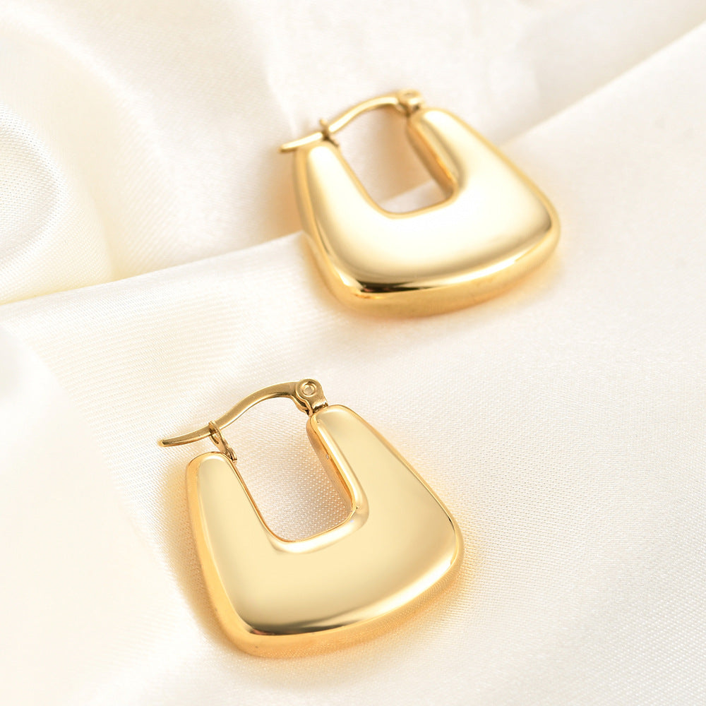 1 Pair Retro Solid Color Titanium Steel Earrings