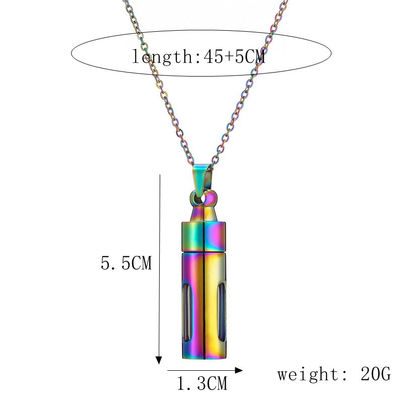 Retro Streetwear Perfume Bottle Stainless Steel Glass Plating Pendant Necklace