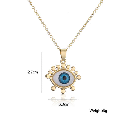 European And American Hot Sale New Copper Plated 18k Gold Lucky Eye Pendant Necklace