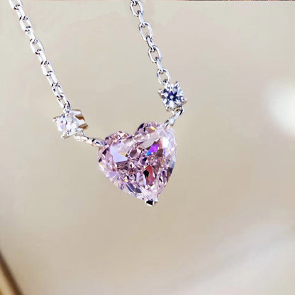 Sweet Heart Shape Copper Inlay Zircon Pendant Necklace 1 Piece