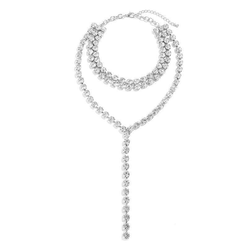 New Ethnic Style Diamond-studded Chain Fashion Necklace Multi-layer Tassel