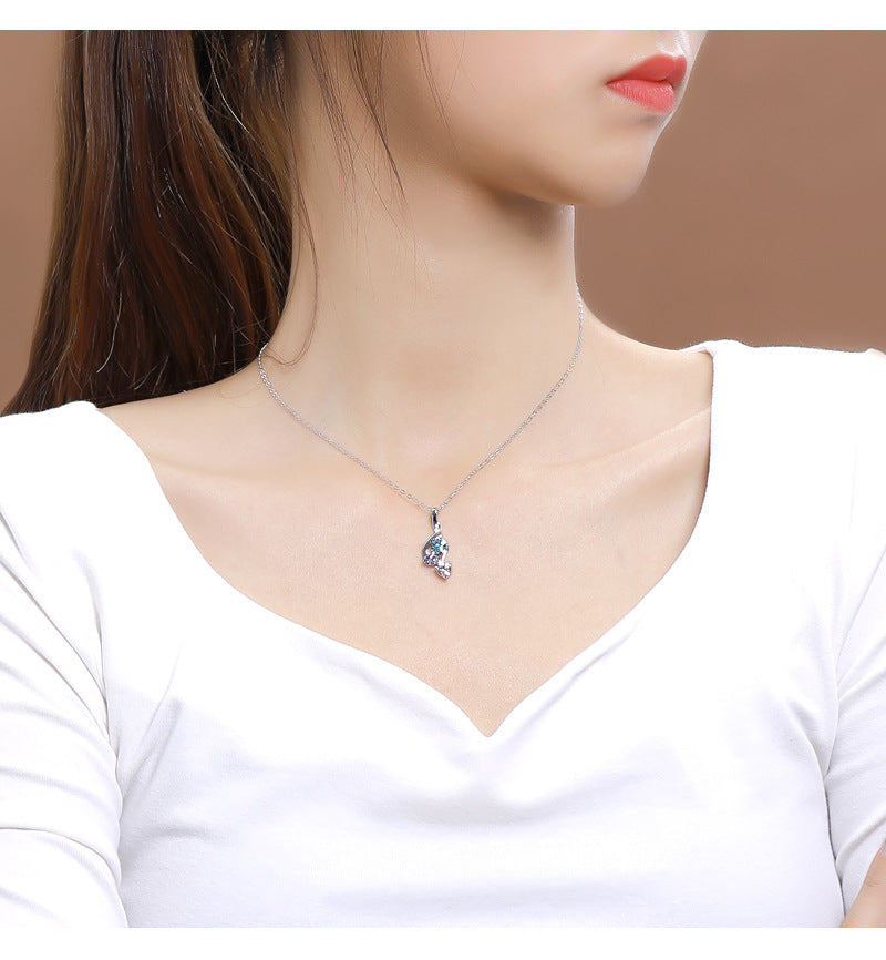 Elegant Geometric Sterling Silver Plating Zircon Pendant Necklace