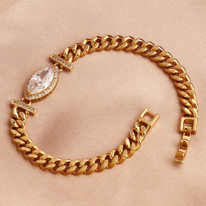 Retro Roman Style Geometric Copper Plating Inlay Zircon Bracelets
