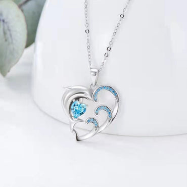 1 Piece Fashion Dolphin Heart Shape Alloy Plating Hollow Out Inlay Rhinestones Women's Pendant Necklace