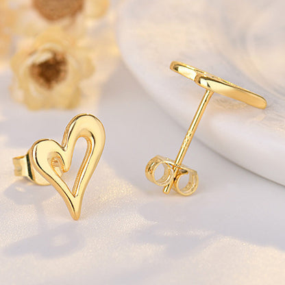 1 Pair Sweet Simple Style Heart Shape Copper Plating Hollow Out Ear Studs