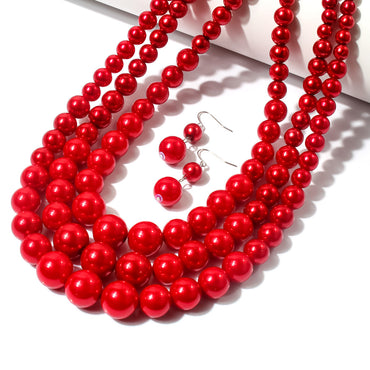 Vintage Style Solid Color Abs Beaded Women's Jewelry Set