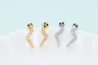 European And American Creative Snake-shaped Micro-inlaid Zircon Copper Earrings Wholesale