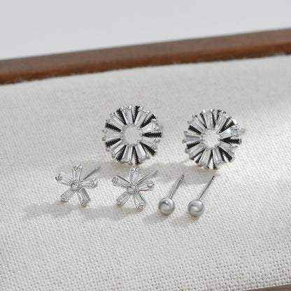 1 Set Simple Style Geometric Plating Inlay Copper Zircon Ear Studs