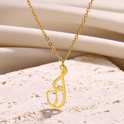 Stainless Steel Simple Style Letter Plating Pendant Necklace