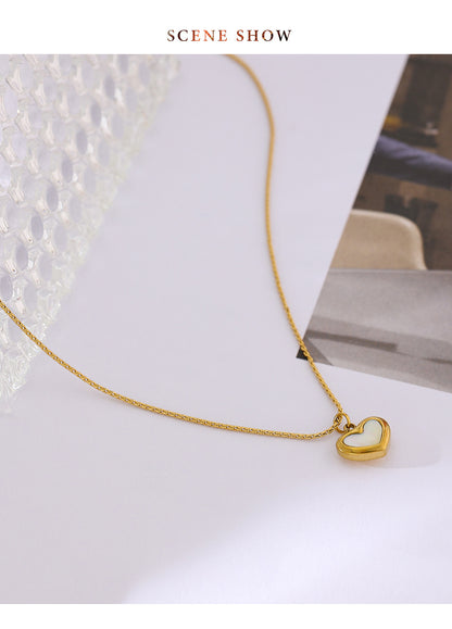 Sweet Heart Shape Titanium Steel Inlay Women's Bracelets Ear Studs Necklace