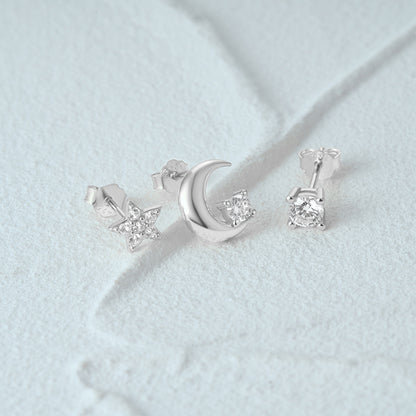 1 Set Simple Style Star Butterfly Plating Sterling Silver Ear Studs