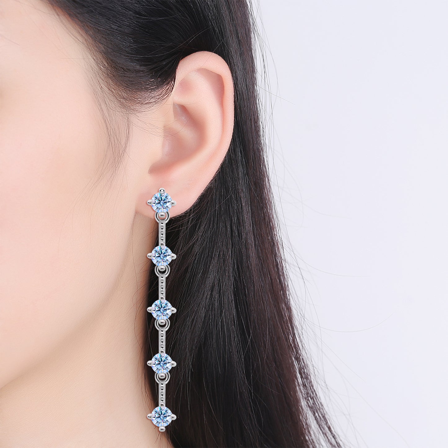 Lady Shiny Geometric Sterling Silver Moissanite Drop Earrings In Bulk