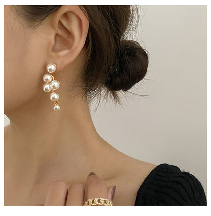 1 Pair Elegant Geometric Inlay Copper Artificial Pearls Drop Earrings