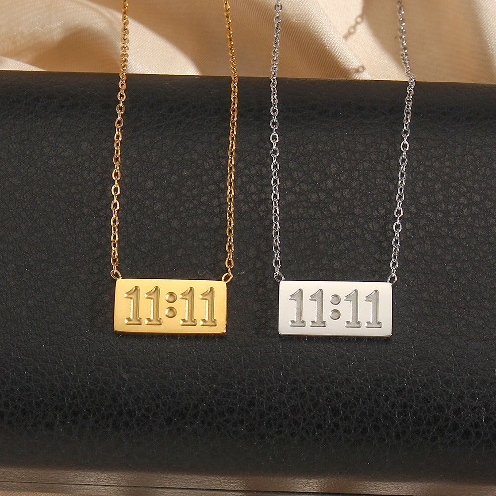 Fashion Simple 18k Gold-plated Letters Box Numbers Stainless Steel Necklace