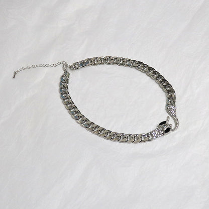 Punk Snake Alloy Plating Artificial Rhinestones Necklace