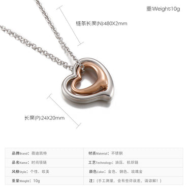 Jewelry Wholesale Clavicle Chain Fashion Heart-shaped Stainless Steel Necklace