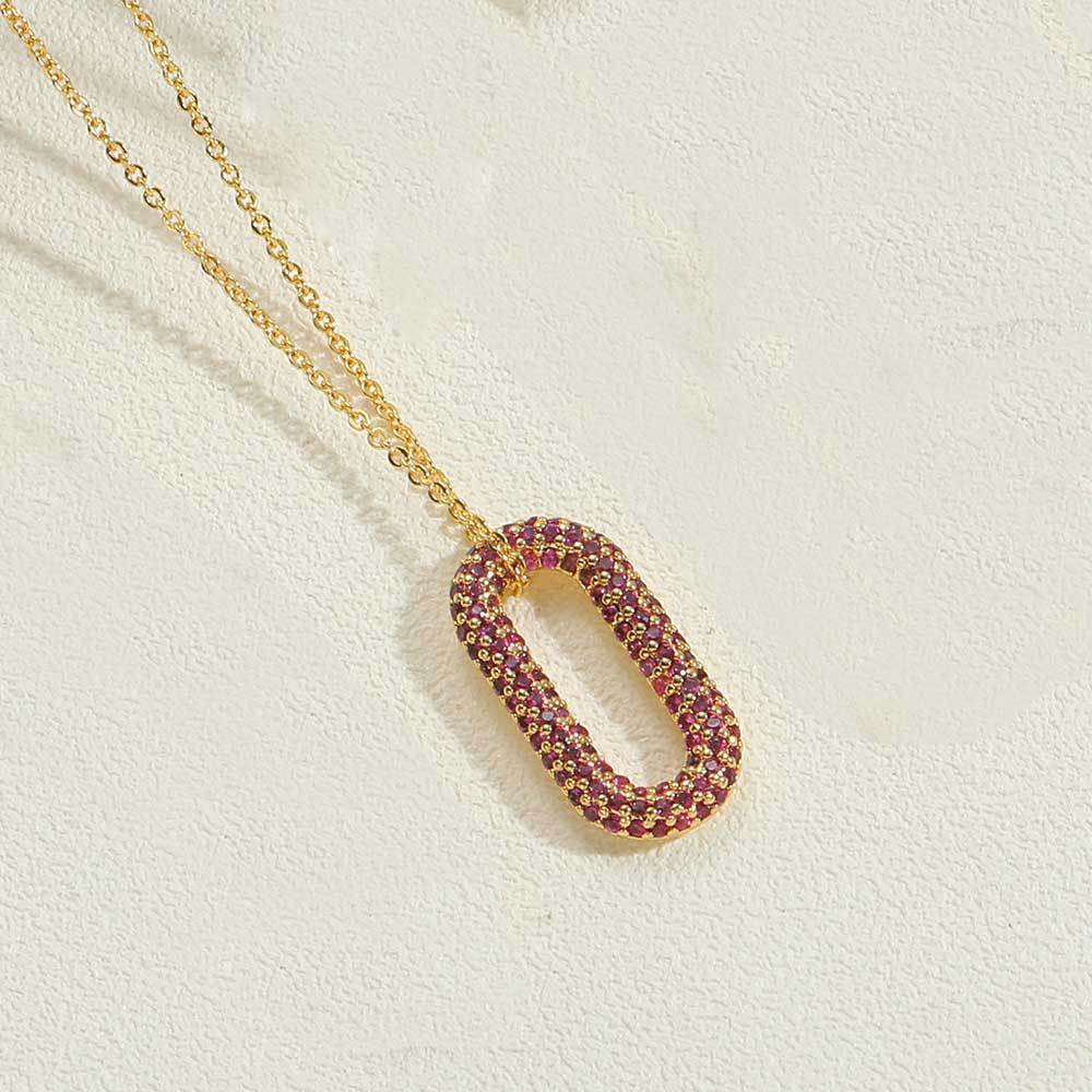 Independent station popular color zircon oval pendant clavicle chain European and American new ins style temperament personality necklace