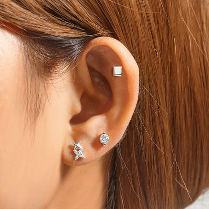 1 Set Simple Style Star Butterfly Plating Sterling Silver Ear Studs