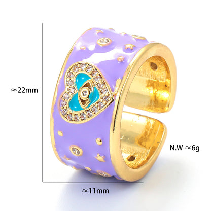 Oily Love Eye Copper Micro-inlaid Zircon Couple Female Fashion Open Ring