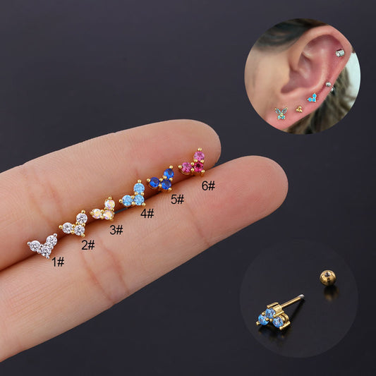 Heart Plating Metal Artificial Gemstones Earrings Ear Studs