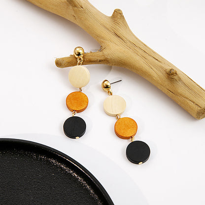 1 Pair Retro Geometric Wood Earrings