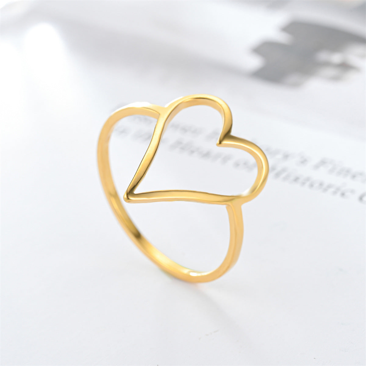 Simple Style Heart Shape Titanium Steel Plating Rings