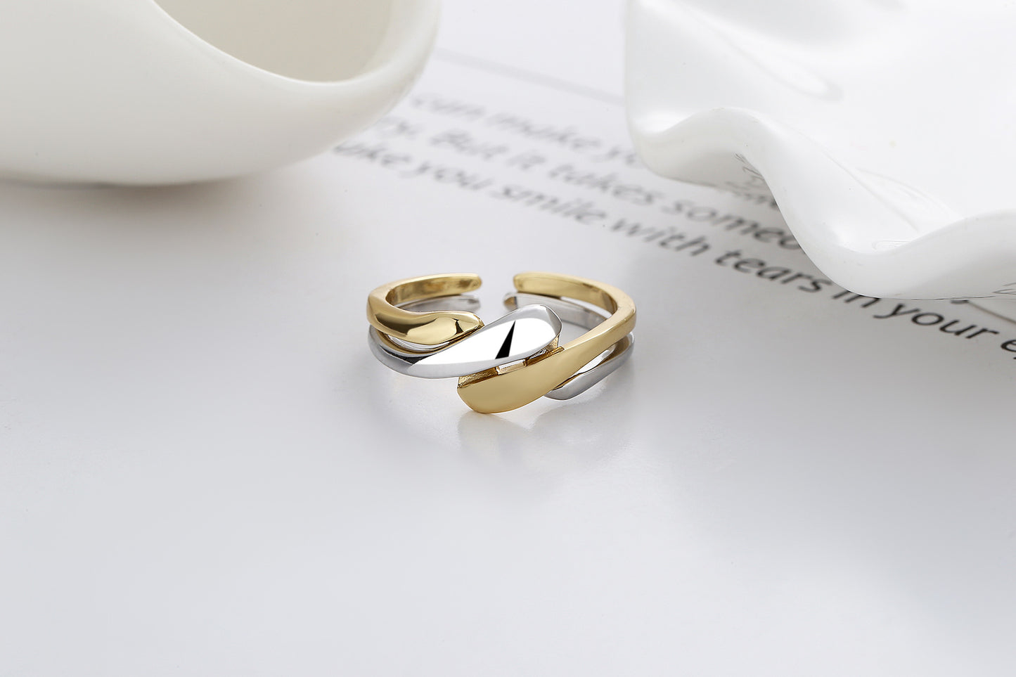 Fashion Twist Copper Plating Open Ring 2 Pieces