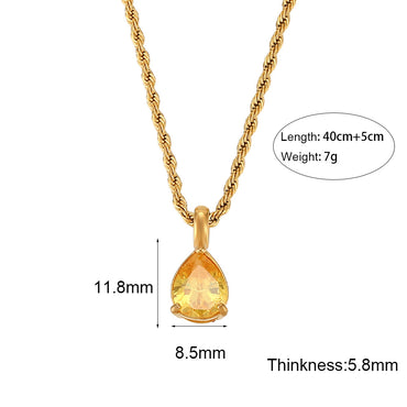 Lady Water Droplets Stainless Steel Pendant Necklace Inlaid Zircon Stainless Steel Necklaces