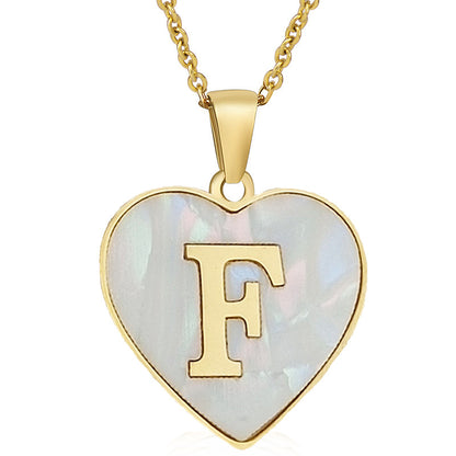 Wholesale Cute Sweet Letter Titanium Steel Plating Inlay Shell Pendant Necklace