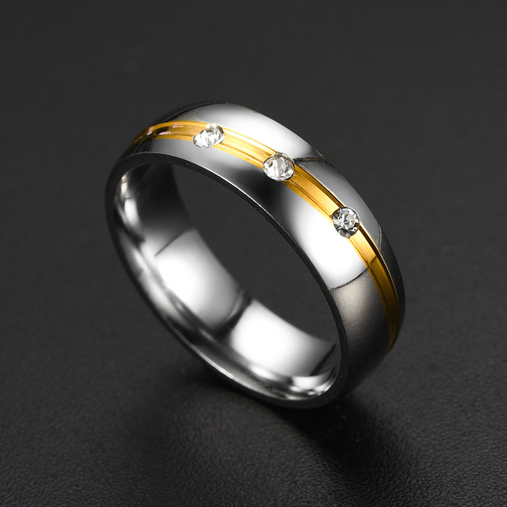 New Fashion Geometric Inlaid Zircon Stainless Steel Ring Wholesale Gooddiy