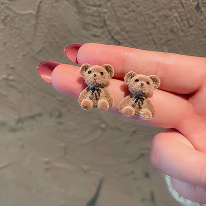 Cute Plush Bow Bear Stud Earrings Wholesale Gooddiy