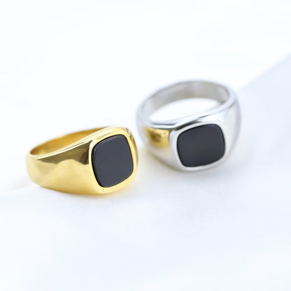 Punk Quadrilateral Titanium Steel Plating Rings