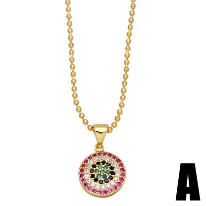 Fashion Devil's Eye Heart Four-leaf Clover Micro Inlaid Colorful Zircon Clavicle Chain Necklace