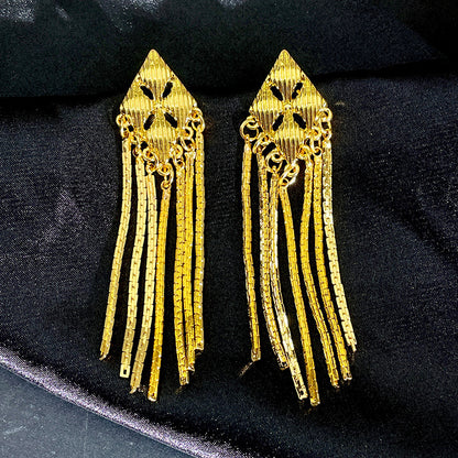 1 Pair Elegant Retro Geometric Tassel Copper Gold Plated Drop Earrings