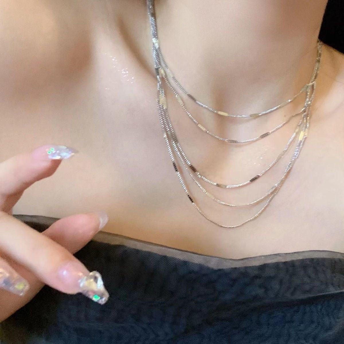 Streetwear Solid Color Alloy Plating Women's Layered Necklaces