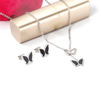 Simple Style Butterfly Stainless Steel Plating Earrings Necklace