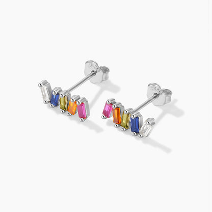 Simple Style Geometric Sterling Silver Inlay Zircon Ear Studs 1 Pair