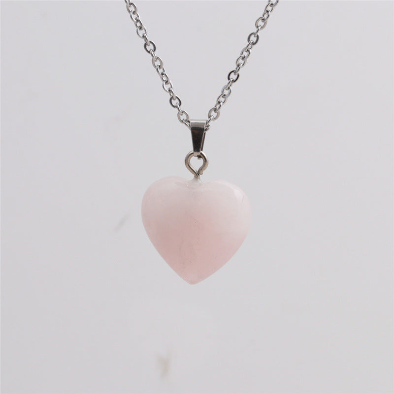 Fashion Pink Crystal Heart Pendant Necklace