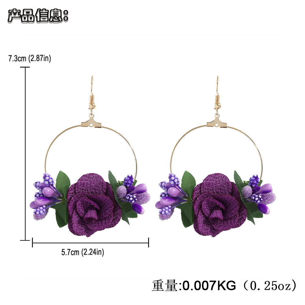 Ethnic Style Flower Cloth No Inlaid Earrings