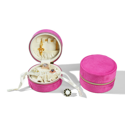 Round Travel Jewelry Storage Box - Jewelry Case for Rings and Small Accessories