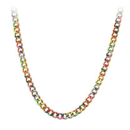 Casual Hip-hop Multicolor Titanium Steel Enamel Plating Necklace