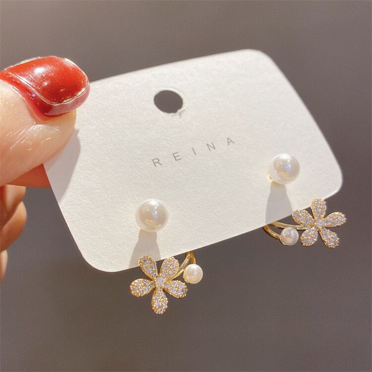 1 Pair Pastoral Simple Style Flower Inlay Copper Zircon Ear Studs