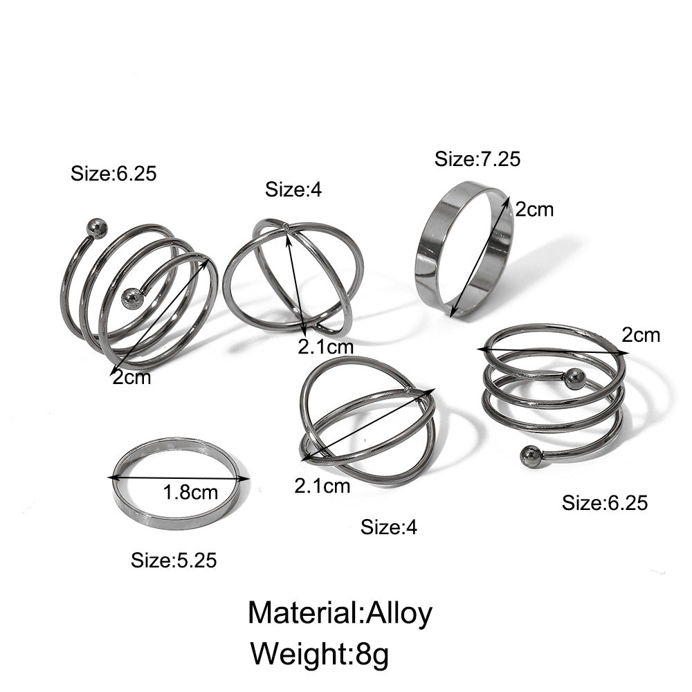 Joint Ring Wholesale Creative Simple Stacked Spiral Ring Set 6 Piece Set