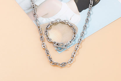 Personality Metal Heart-shaped Titanium Necklace Set Wholesale Gooddiy