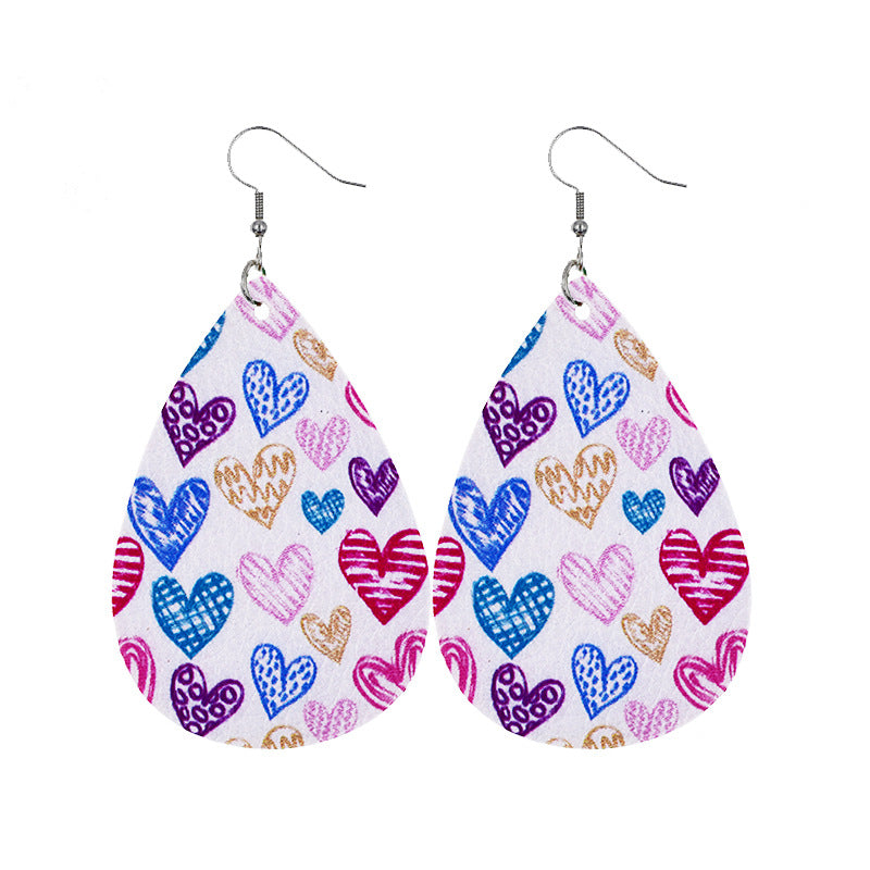 1 Pair Sweet Streetwear Heart Shape Pu Leather Drop Earrings